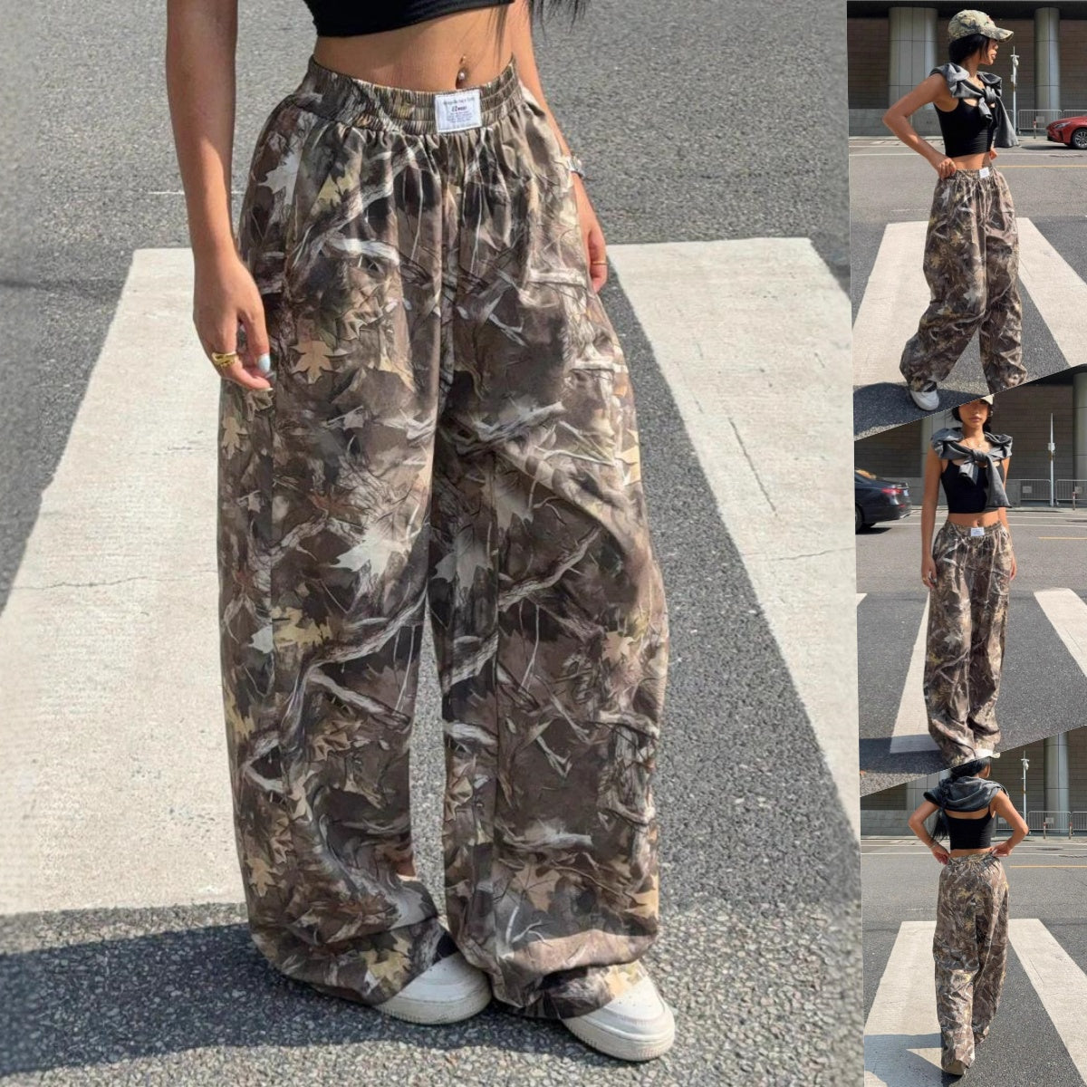 Womens Baggy Camo Cargo Pants